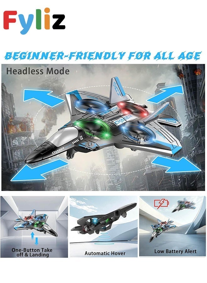 Fyliz RC Plane for Kids, Foam Drone Airplane with Remote Control and LED Lights (Blue) - Image 5